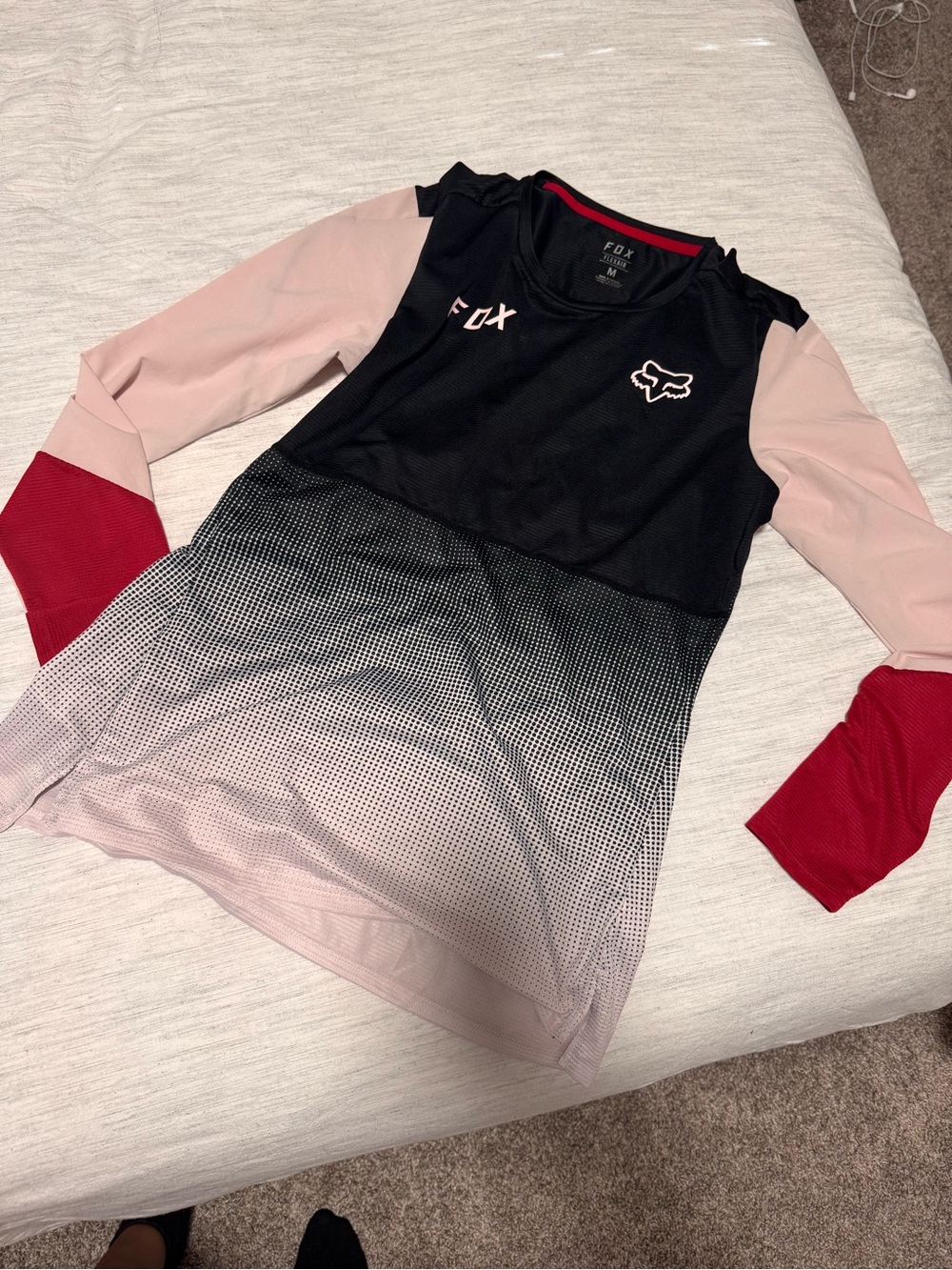 Fox Long Sleeve Gradient Jersey - Black, Pink & Red